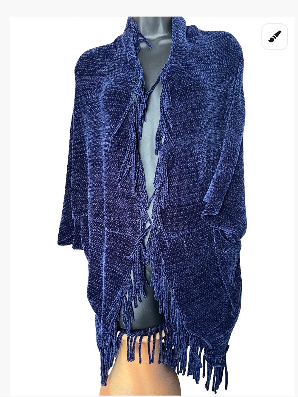 NWT Crosstree Lane Blue Shoulder Chenille Sweater Wrap Style Shrug!